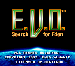 E.V.O. - Search for Eden (USA) Title Screen